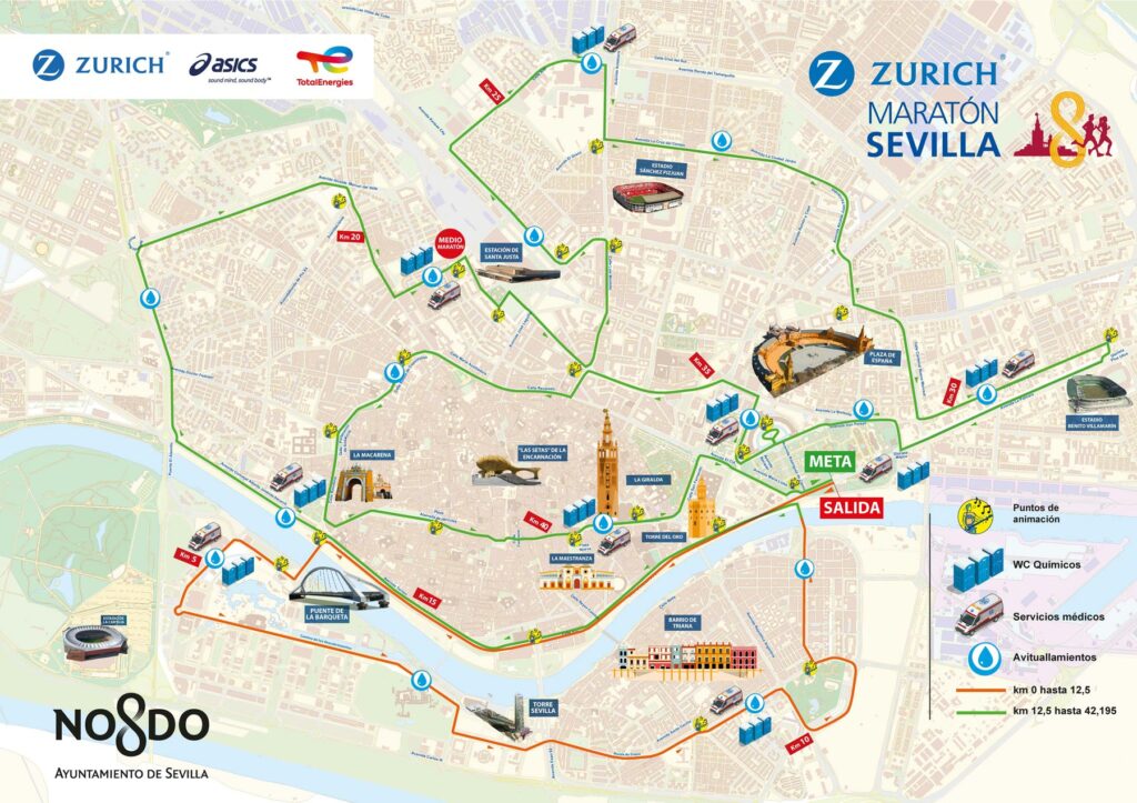 Parcours marathon Seville 2024