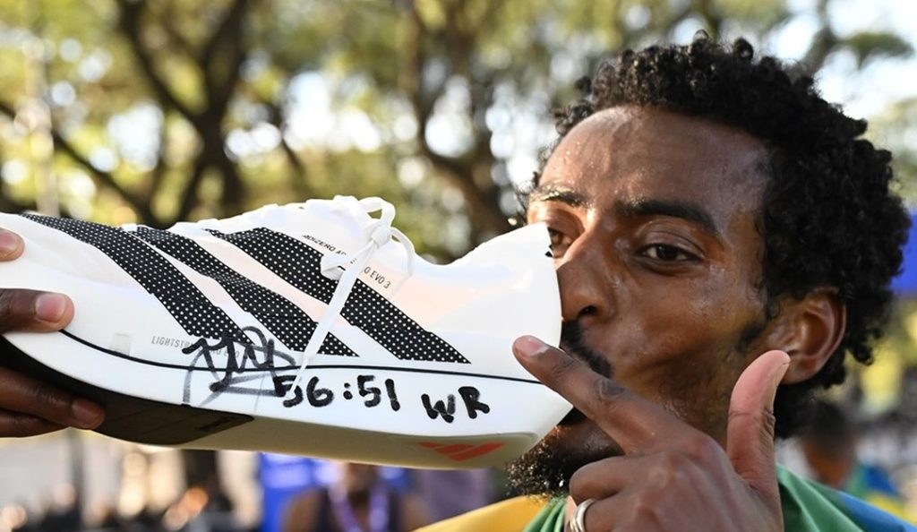 Yomif Kejelcha half marathon world record adidas Adizero Adios Pro Evo 3