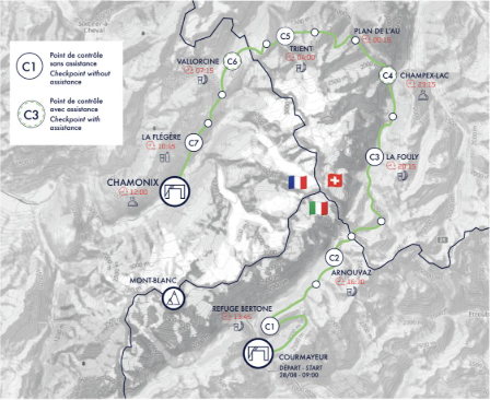 Parcours de l'UTMB CCC Ultra trail du Mont-Blanc 2026