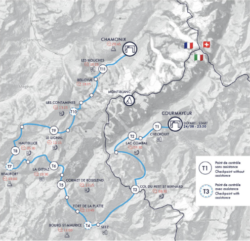 Parcours de l'UTMB TDS Ultra trail du Mont-Blanc 2026
