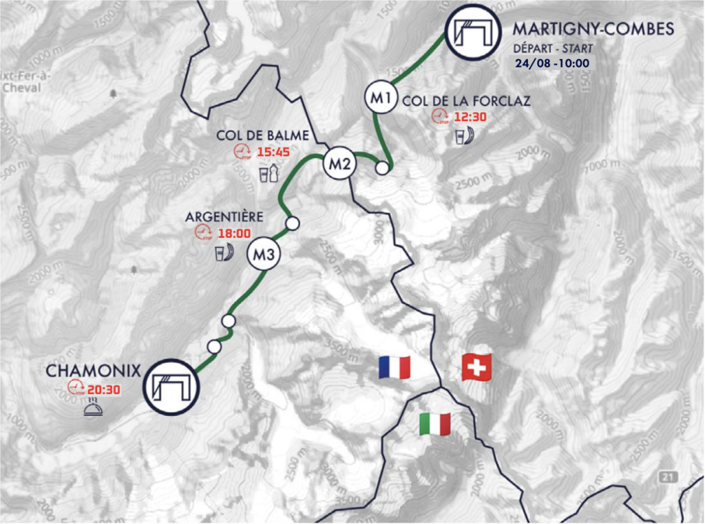 Parcours de l'UTMB MCC Ultra trail du Mont-Blanc 2026