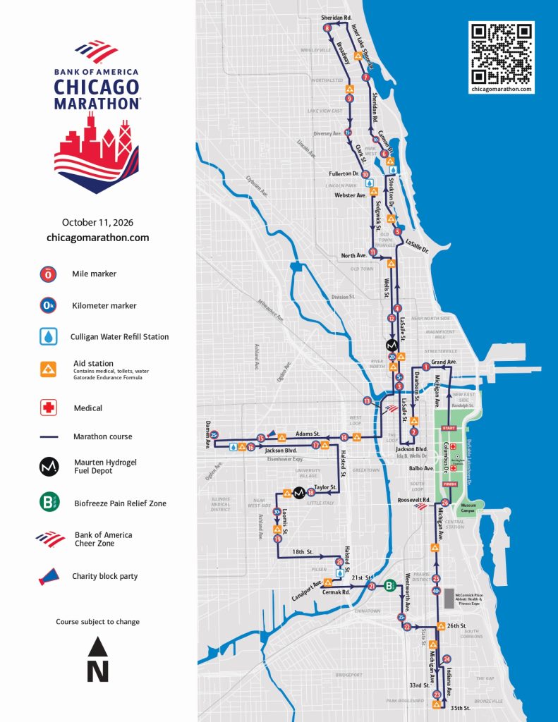 parcours marathon de chicago 2026