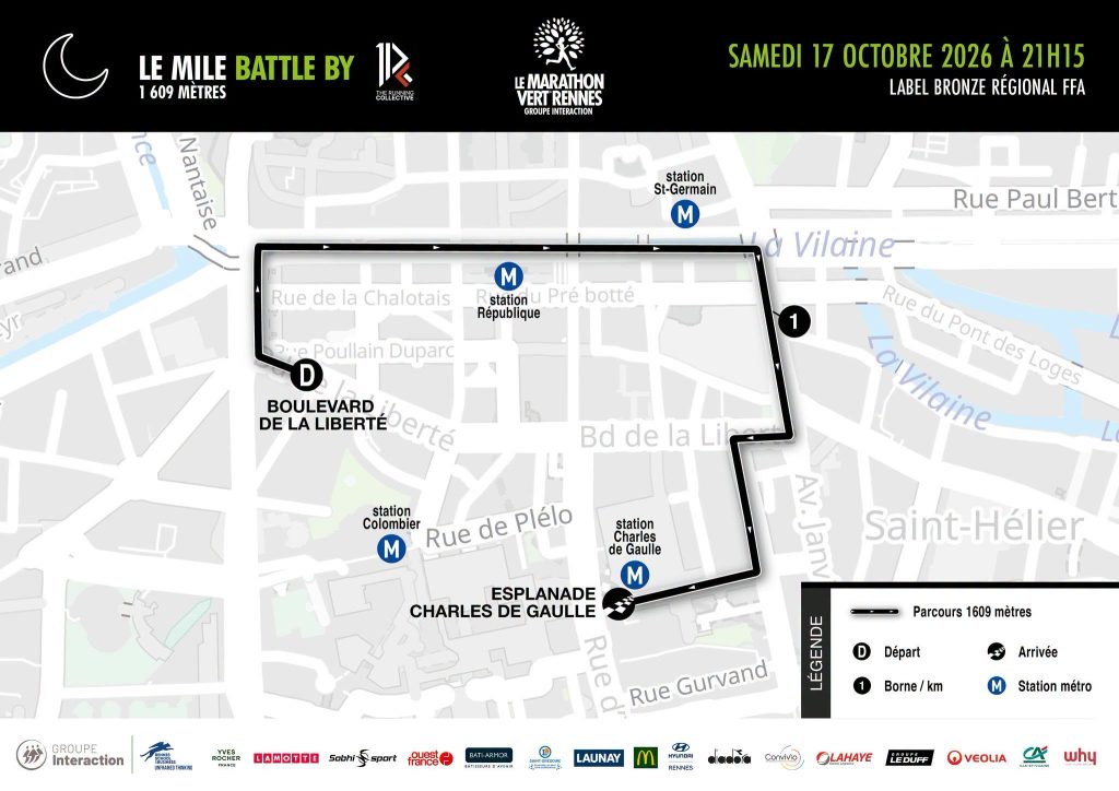 parcours mile battle by TRC marathon vert de rennes 2026