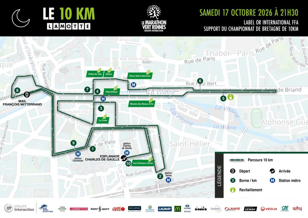 parcours 10km marathon vert de rennes 2026