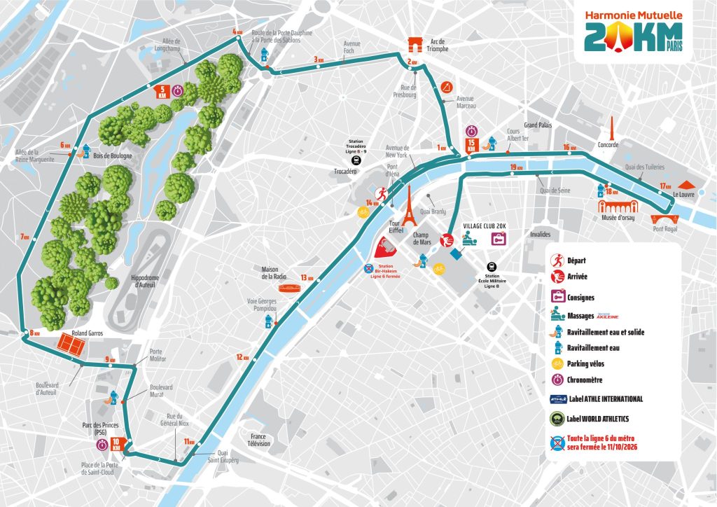 Parcours 20km de paris 2026